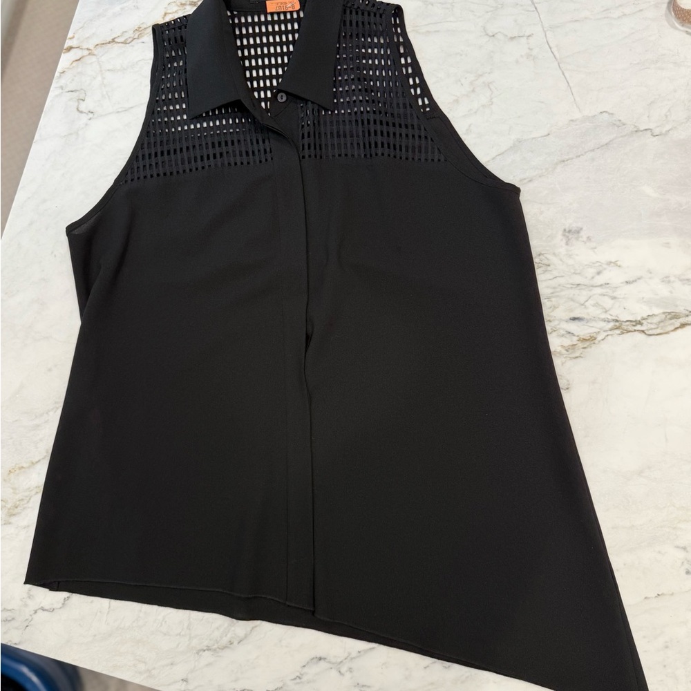 Chic Periphery Black Sleeveless Button Down Shirt